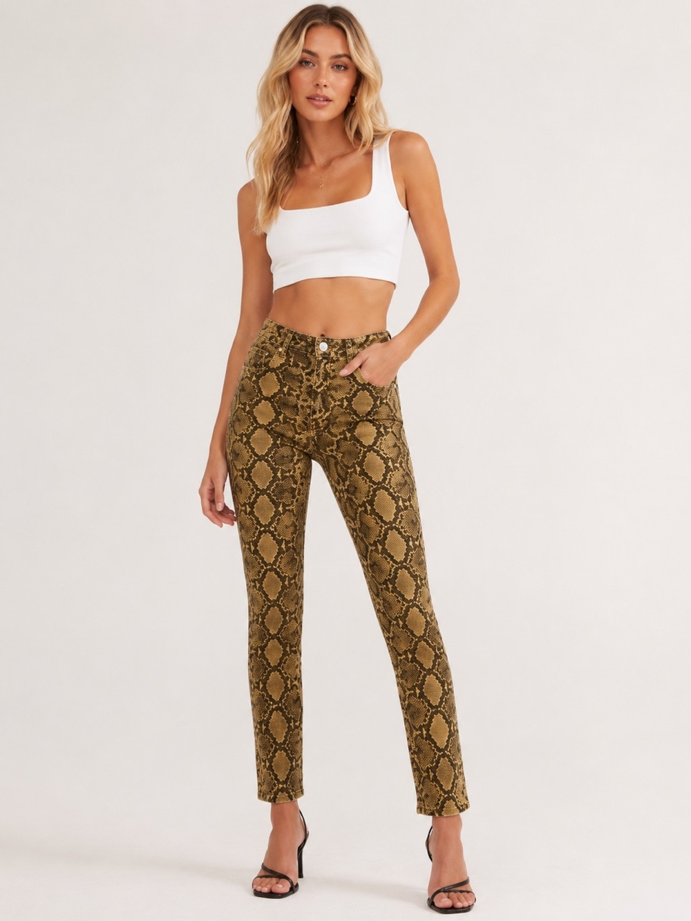 Zara Brown Python Print Skinny Jeans‎ Sz. 4